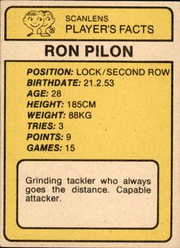 1981 Scanlens #26 Ron Pilon Back